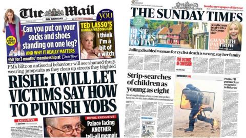 Front pages of the Mail on Sunday and the Sunday Times