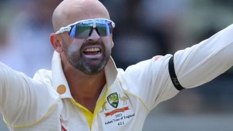 Nathan Lyon in action for Australia