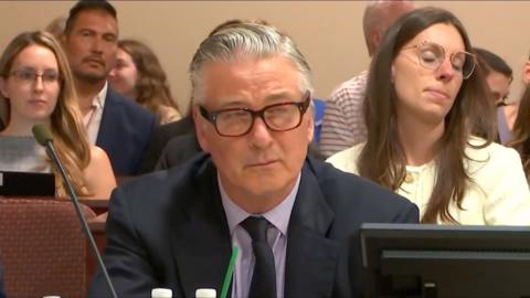 Alec Baldwin is seen listening to the judge