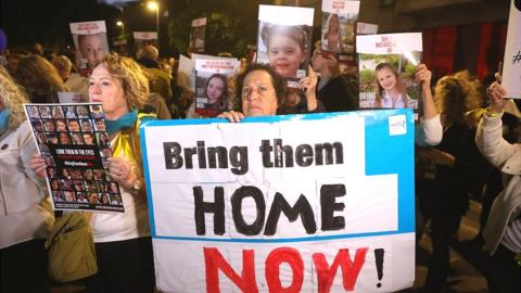 People protest calling for the release of Israeli children held hostage in Gaza