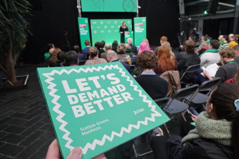 Gillian Mackay speaking at the Green manifesto launch