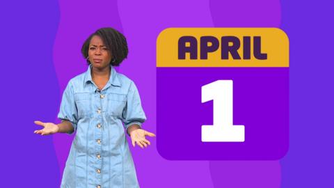 Emma-Louise with a 1 April sticker