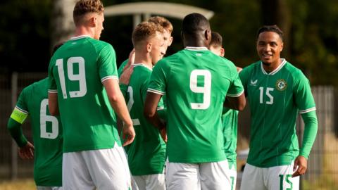 Armstrong Oko-Flex celebrates scoring the Republic of Ireland's opener against Latvia