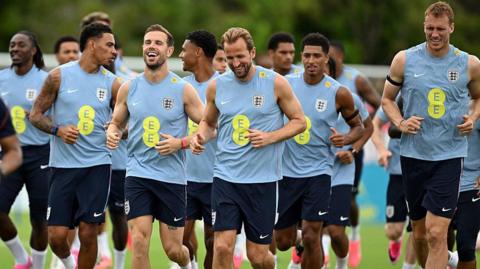 The England squad in training 