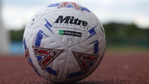 National League matchball on an athletics track