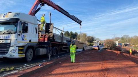 Road construction vehicles