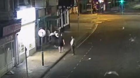 CCTV still showing Richard Kitching carrying a seagull moments before the attack