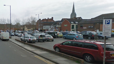 A Google street view of the car park in Brown Street, Salisbury, during the daytime.