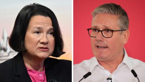 A composite image of Catherine West and Keir Starmer