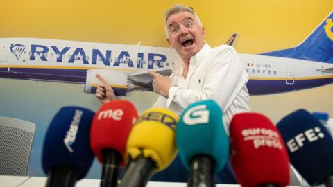 Ryanair CEO Michael O'Leary at a press conference