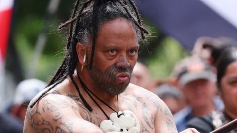 Maori man with traditional tattoos 