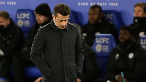 Everton manager Marco Silva looks downcast on the touchline