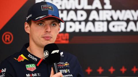 Red Bull's Max Verstappen speaking during a drivers' press conference