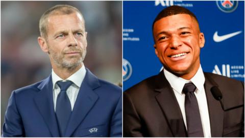 Aleksander Ceferin and Kylian Mbappe