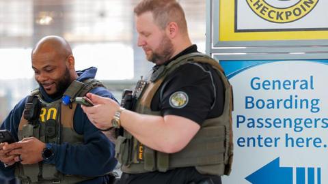Immigration agents patrol around BWI Airport in Baltimore, Maryland 