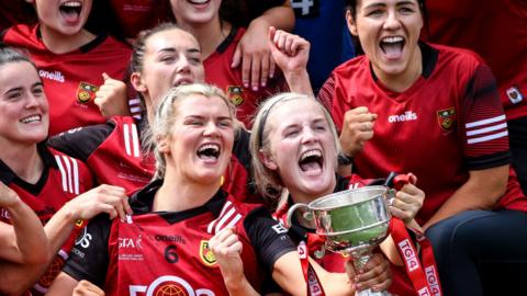 Down celebrate after lifting the West County Hotel Cup at Croke Park