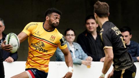 Rob Baloucoune scored one of Ulster's seven tries in Montpellier