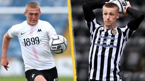 Jake Andrews of Torquay (left) and Jordan Barnett of Notts County (right)