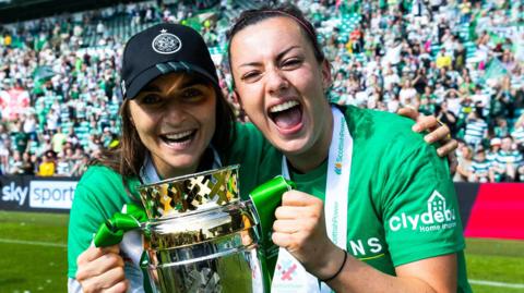 Celtic head coach Elena Sadiku and striker Amy Gallacher