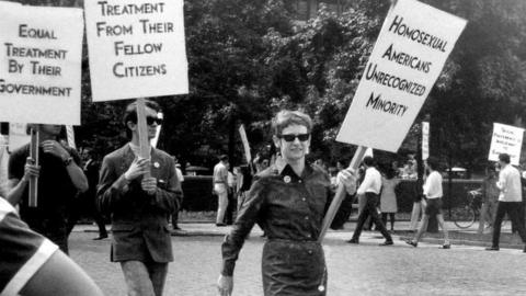 Kay Lahusen protesting at Independence Hall in 1969
