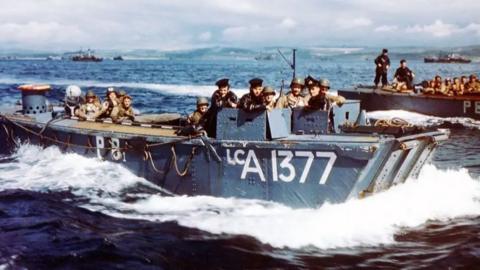 US troops off the Dorset coast ahead of D-Day in 1944