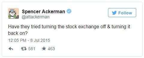 Tweet by Spencer Ackerman - 8 July 2015