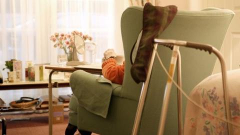 Elderly woman in nursing home