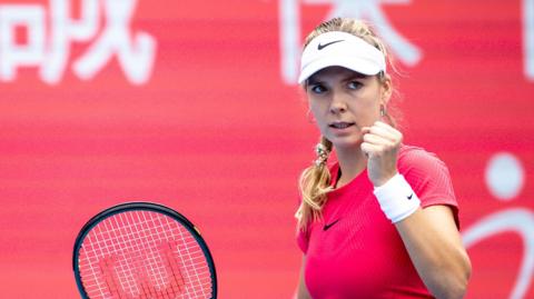 Katie Boulter celebrates victory in Hong Kong