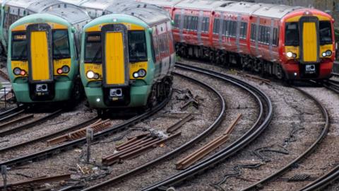 Trains coming into Victoria London