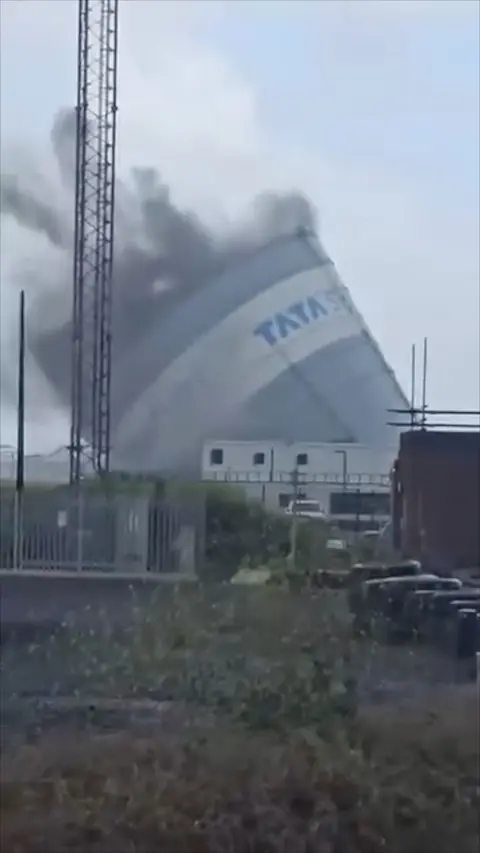 A tower being demolished