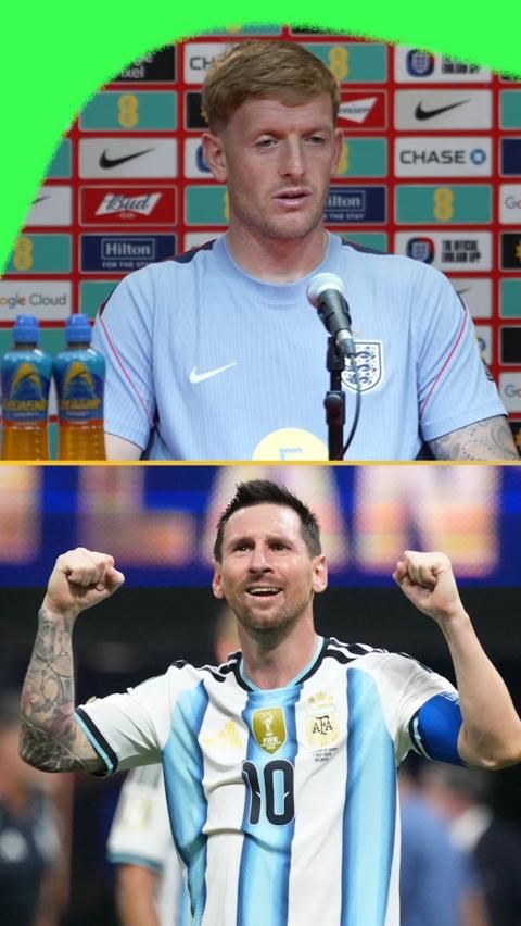 Jordan Pickford and Lionel Messi