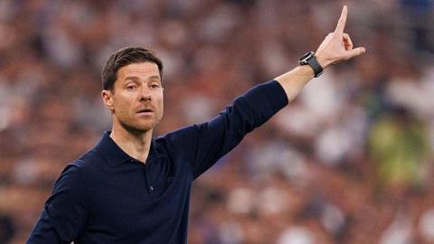Then Real Madrid manager Xabi Alonso pointing on the touchline