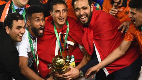 RS Berkane players with the Confederation Cup