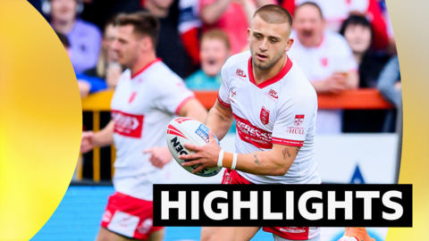 Hull KR's Mikey Lewis scores a try against Wigan