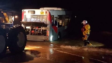 Bus in sea at Cleethorpes