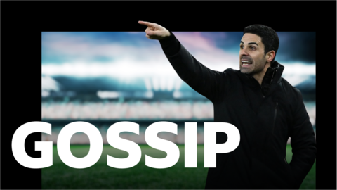 Mikel Arteta and the gossip logo