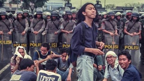 Student protesters at Trisakti University in May 1998