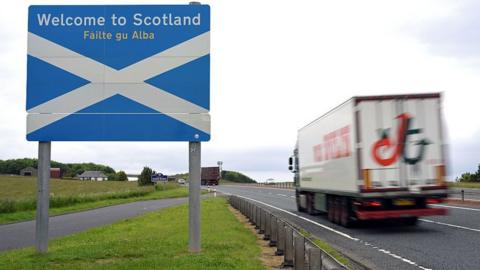 Scotland-England border sign
