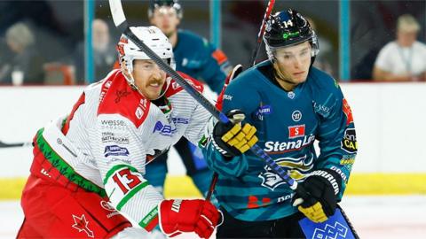 Action from Belfast Giants versus Cardiff Devils