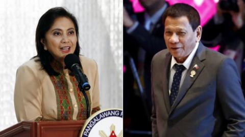 Philippine Vice-President Leni Robredo (left) and Philippine President Rodrigo Duterte