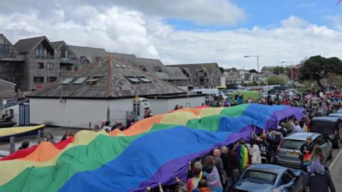 Falmouth Pride march flag