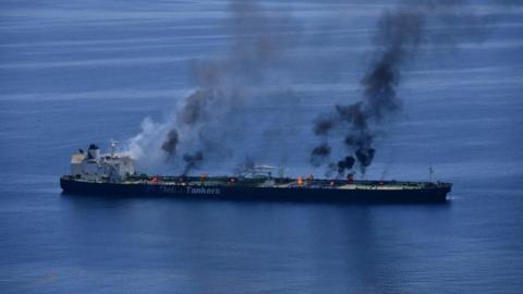 MV Sounion on fire - photo 25 August