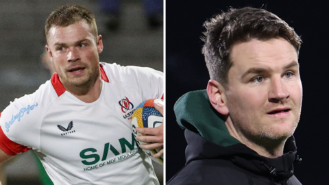 Ulster wing Zac Ward and backs coach Mark Sexton