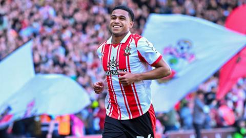Shea Charles celebrates after scoring for Southampton