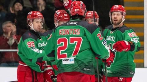 Cardiff Devils celebrate a goal