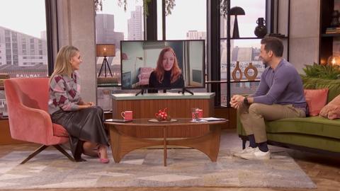 Hannah Fry is interviewed on Morning Live via video feed