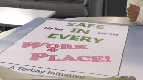 A poster saying Safe in every workplace, a Torbay initiative