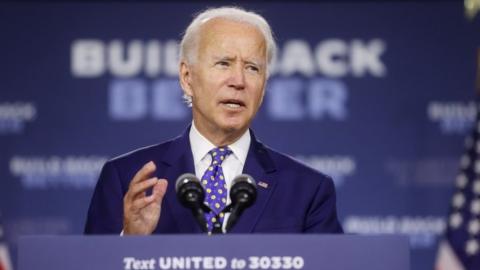 Joe Biden speaks at a campaign event in Wilmington, Delaware, US, July 28, 2020