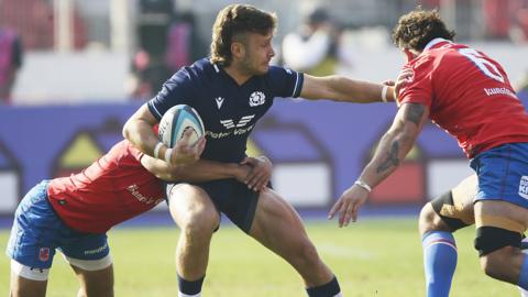 Gus Warr playing for Scotland against Chile