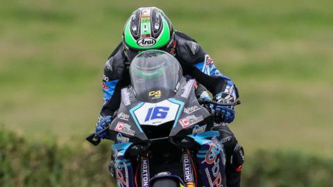 Mike Browne on his Supersport Yamaha